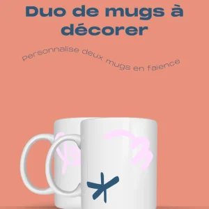 Duo de mugs à décorer - Peinture sur émail sans four de potier